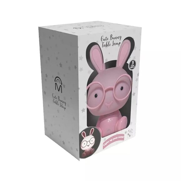 NEW Cute Pink Bunny with Glasses Table Lamp for Kids Room or Nursery - Picture 3 of 3